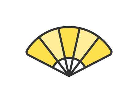 Illustration of a golden fan icon (line art color)のイラスト素材