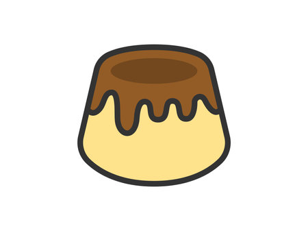 Illustration of caramel pudding icon (line art color)のイラスト素材