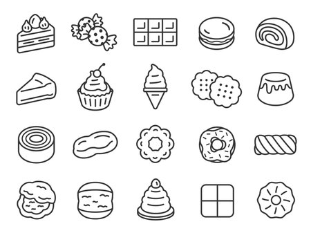 Illustration set of sweets icons (line drawings)のイラスト素材