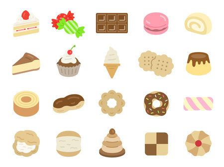 Illustration set of sweets iconsのイラスト素材