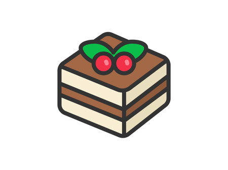 Illustration of tiramisu icon (line art color)のイラスト素材