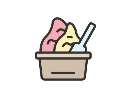 Illustration of Italian gelato icon (line art color)のイラスト素材