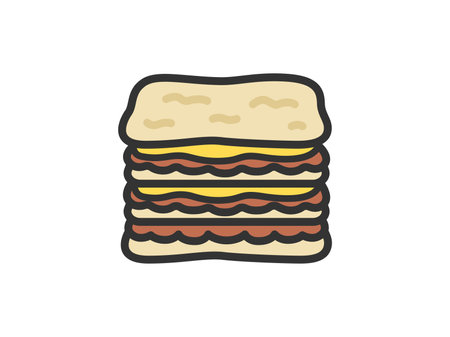 Illustration of lasagna icon (line art color)のイラスト素材
