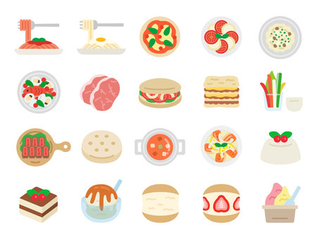 Illustration set of Italian food iconsのイラスト素材