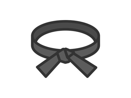Illustration of black belt icon (line art color)のイラスト素材