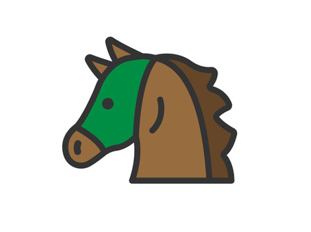 Illustration of a horse racing icon (line art color)のイラスト素材