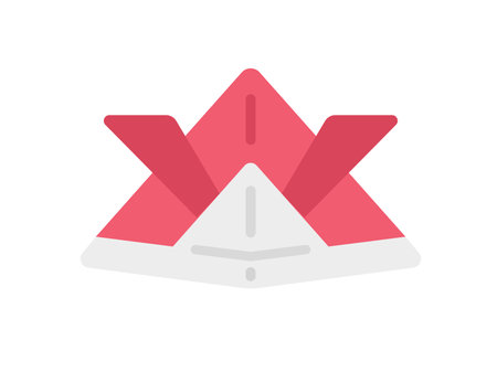 Illustration of a red helmet icon made of origamiのイラスト素材