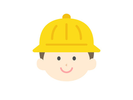 Illustration of a boy's face icon wearing a kindergarten hatのイラスト素材