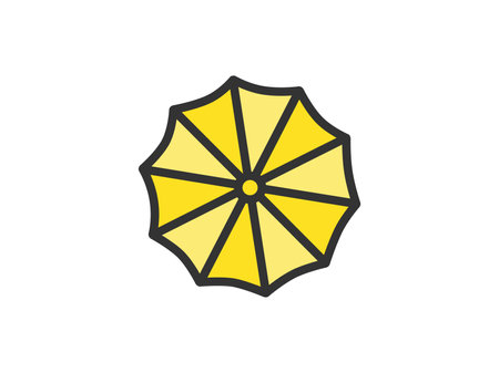 Illustration of an umbrella icon (line art color) seen from aboveのイラスト素材