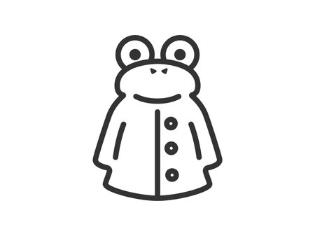 Illustration of a frog raincoat icon (line drawing) for kidsのイラスト素材