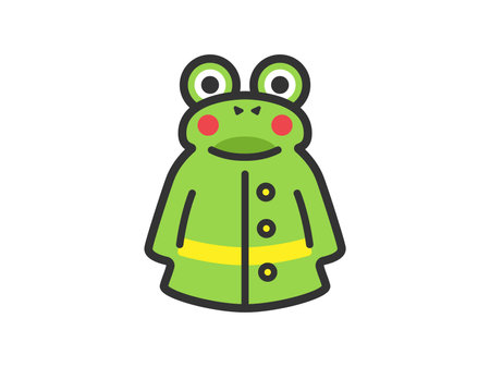 Illustration of a frog raincoat icon (line art color) for kidsのイラスト素材