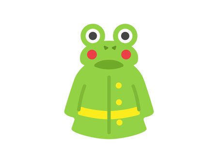 Illustration of frog raincoat icon for kidsのイラスト素材