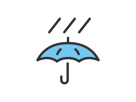 Illustration of rainy day icon (line art color) in weather forecastのイラスト素材