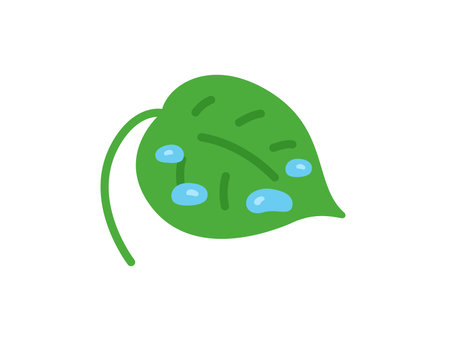 Illustration of leaf icon with water dropletsのイラスト素材