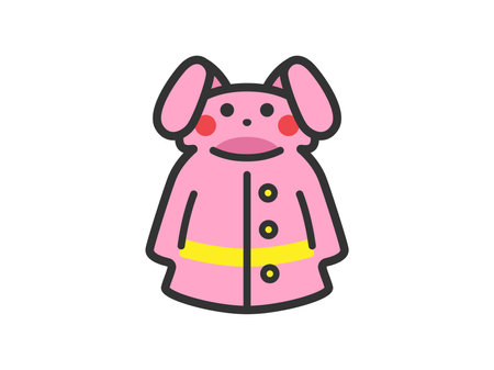 Illustration of rabbit raincoat icon (line art color) for kidsのイラスト素材