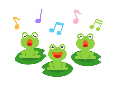 Illustration of a chorus of frogsのイラスト素材