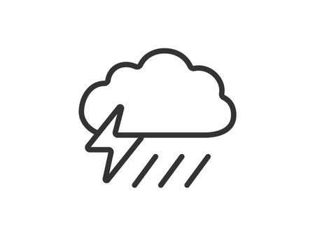 Illustration of weather forecast thunderstorm icon (line drawing)のイラスト素材