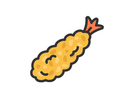 Illustration of a delicatessen fried shrimp icon (line art color)のイラスト素材