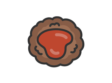 Illustration of a delicatessen hamburger icon (line drawing color)のイラスト素材