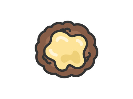 Illustration of a delicatessen cheese hamburger steak icon (line drawing color)のイラスト素材