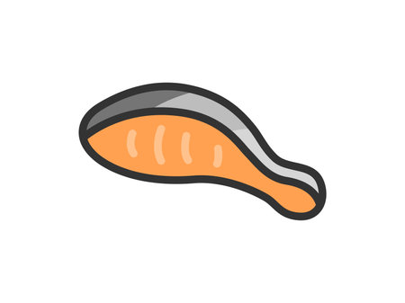 Illustration of salted salmon icon (line drawing color) of a delicatessenのイラスト素材
