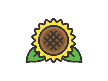 Illustration of sunflower flower icon (line art color)のイラスト素材