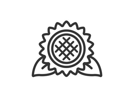 Illustration of sunflower flower icon (line drawing)のイラスト素材