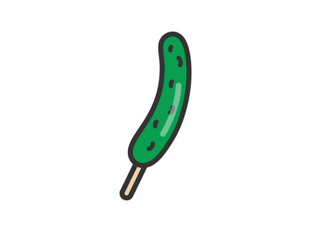 Illustration of chilled cucumber skewer icon (line art color)のイラスト素材