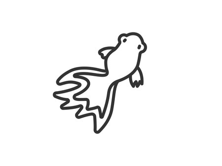 Illustration of a goldfish icon (line drawing) swimmingのイラスト素材