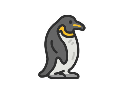 Illustration of penguin icon (line art color)のイラスト素材