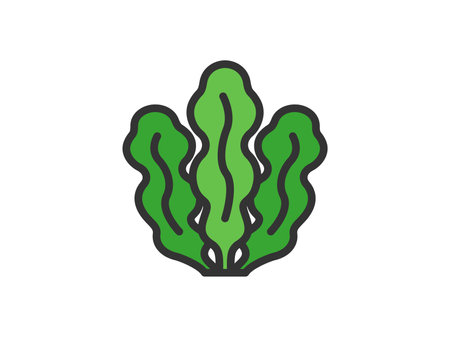 Illustration of wakame seaweed icon (line art color)のイラスト素材