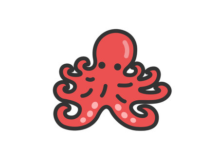 Illustration of octopus icon (line art color)のイラスト素材