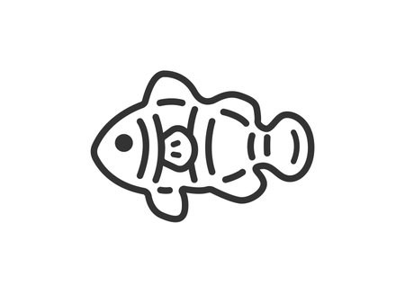 Illustration of clownfish icon (line drawing)のイラスト素材