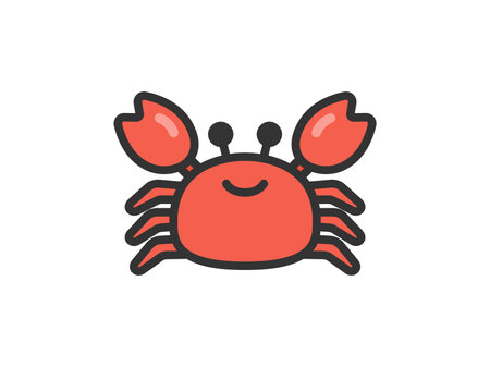 Illustration of a crab icon (line art color)のイラスト素材