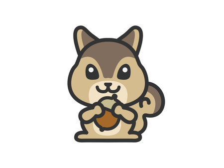 Illustration of a squirrel icon (line art color)のイラスト素材