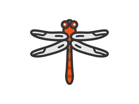 Illustration of a red dragonfly icon (line art color)のイラスト素材