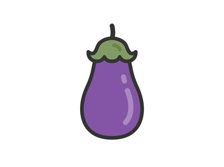 Illustration of eggplant icon (line art color)のイラスト素材