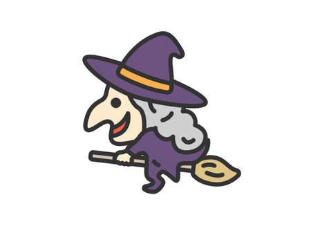 Illustration of witch icon (line drawing color)のイラスト素材
