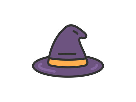 Illustration of witch hat icon (line drawing color)のイラスト素材