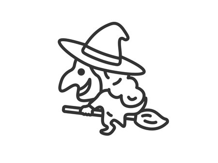 Illustration of witch icon (line drawing)のイラスト素材