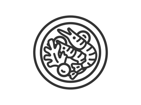 Illustration of Tom Yum Kung soup icon (line drawing)のイラスト素材