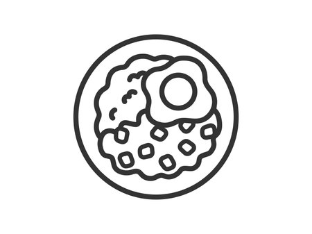 Illustration of Gapao rice icon (line drawing)のイラスト素材