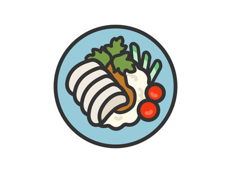 Illustration of Thai food, Khao Man Gai icon (line drawing color)のイラスト素材