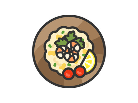 Illustration of Thai food, Khao Pad icon (line drawing color)のイラスト素材