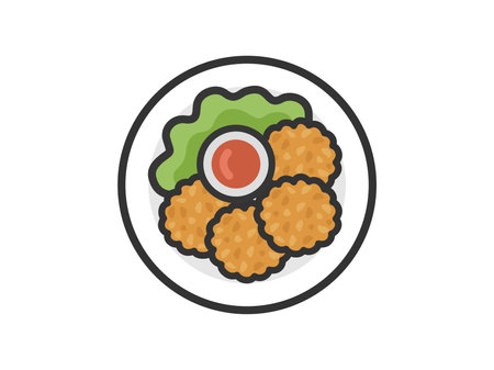 Illustration of a Thai food icon (line drawing color) of Totmankungのイラスト素材