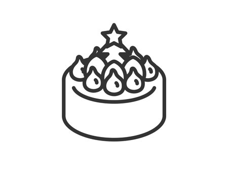Illustration of Christmas cake icon (line drawing)のイラスト素材