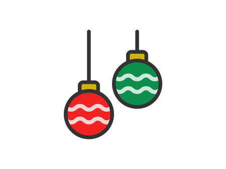 Illustration of Christmas ornament icon (line drawing color)のイラスト素材