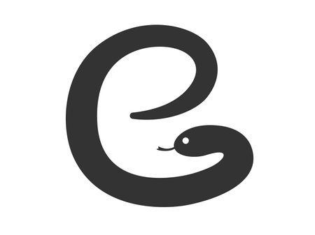 An illustration of a snake silhouette in the character for snakeのイラスト素材