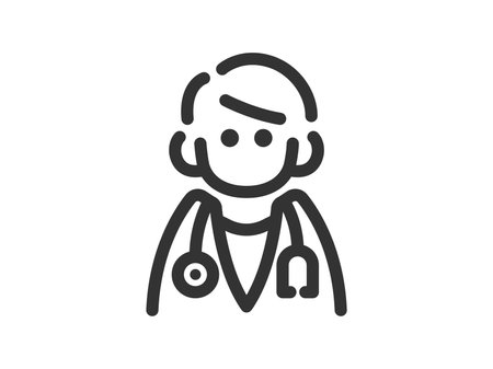 Illustration of a male doctor icon (line drawing)のイラスト素材