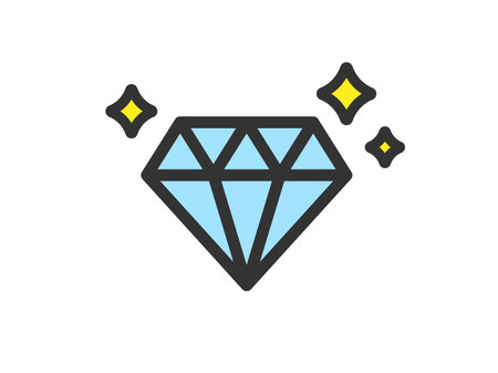Illustration of a shining diamond icon (line drawing color)のイラスト素材